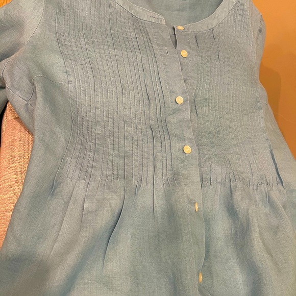 Calvin Klein XS blue linen blouse - Picture 6 of 8